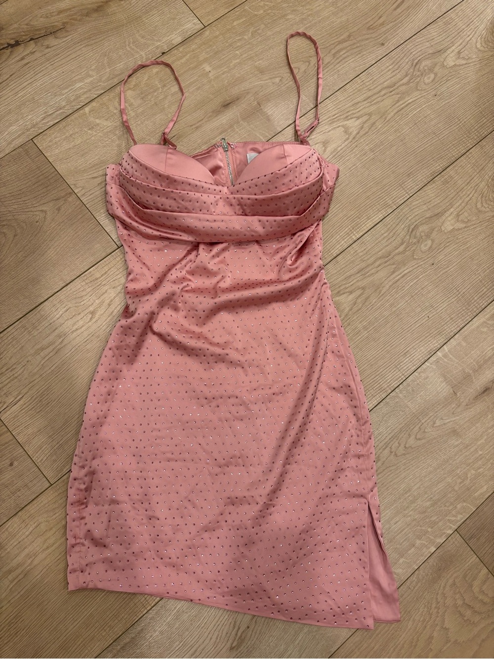 Oh Polly Pink Rhinestone Bodycon Mini Dress